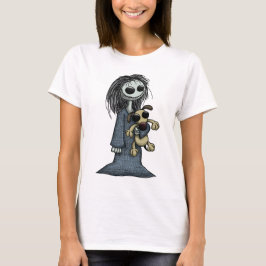 Kuslig flicka med den kusliga valpen t shirt