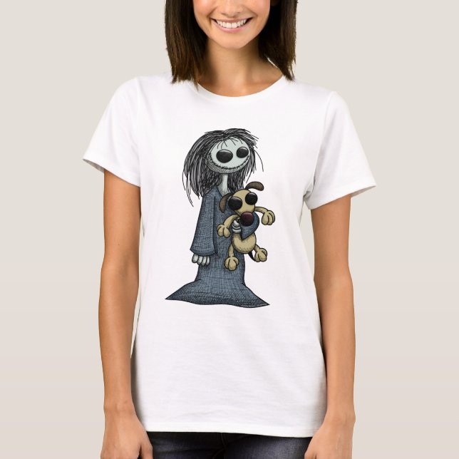 Kuslig flicka med den kusliga valpen t shirt (Framsida)