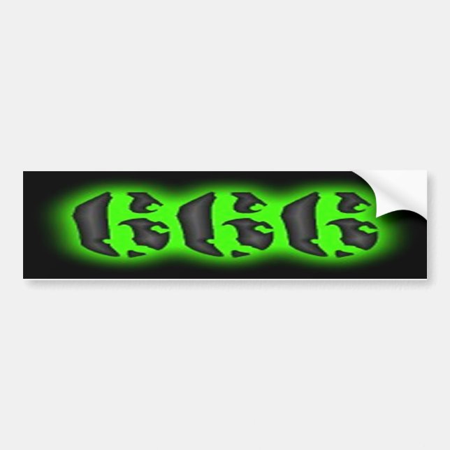 Kuslig glödande bildekal för grönt 666 (Framsidan)