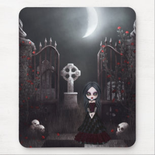 Kuslig Goth flicka & kyrkogård Mousepad Musmatta