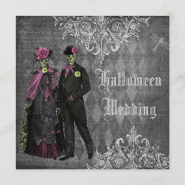 Kuslig Halloween brud & brudgumbröllop Inbjudningar