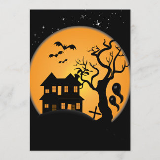 kuslig halloween hemsökt vektor för husscen kort