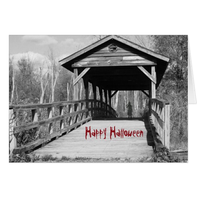 Kuslig happy halloween hälsningskort (Framsidan Horizontal)