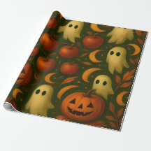 🎃 Kuslig höstinpackningspapper – Spöken, pumpor