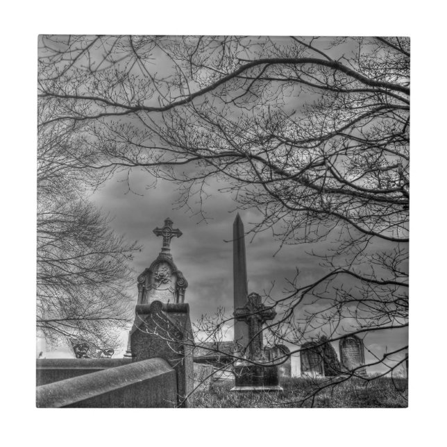 kuslig kyrkogård kakelplatta (Framsidan)