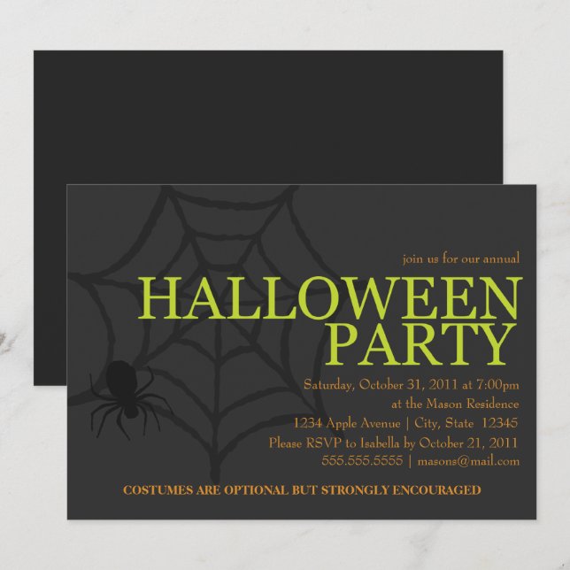 Kuslig spindel inbjudningar (Fram/baksida)