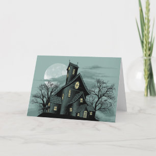 Kuslig spökad illustration för spökehusplats kort