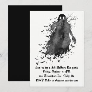 Kuslig spökehalloween festinbjudan inbjudningar