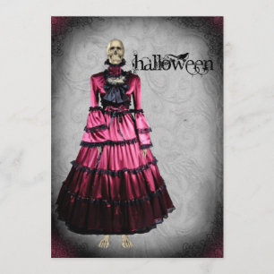 Kuslig Victorianskeletthalloween fest Inbjudningar