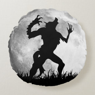 Kuslig Werewolf med en fullmåne Rund Kudde