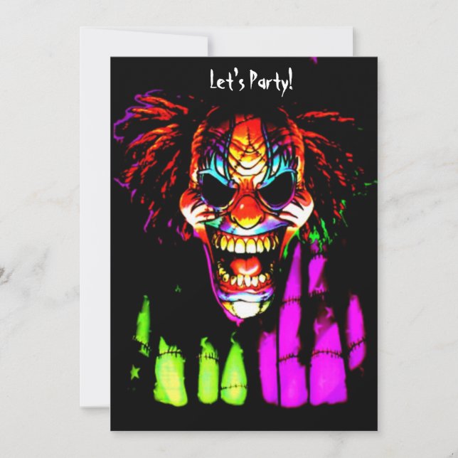 Kusliga clownHalloween inbjudningar (Framsida)