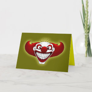 Kusligt clownhälsningkort kort