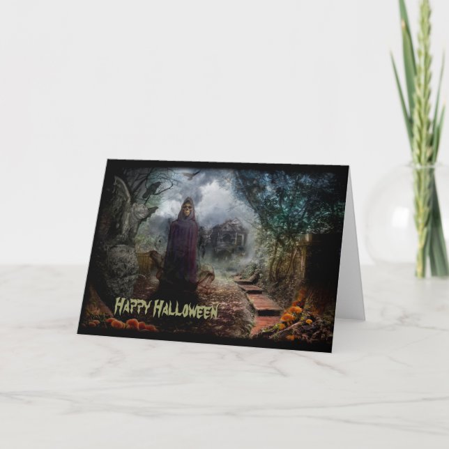 Kusligt makabra spökat hus och dess spökeägare - kort (Framsida)