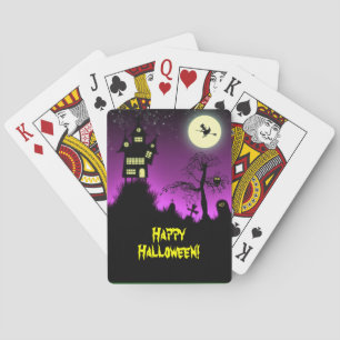 Kusligt spökat hus Halloween Casinokort