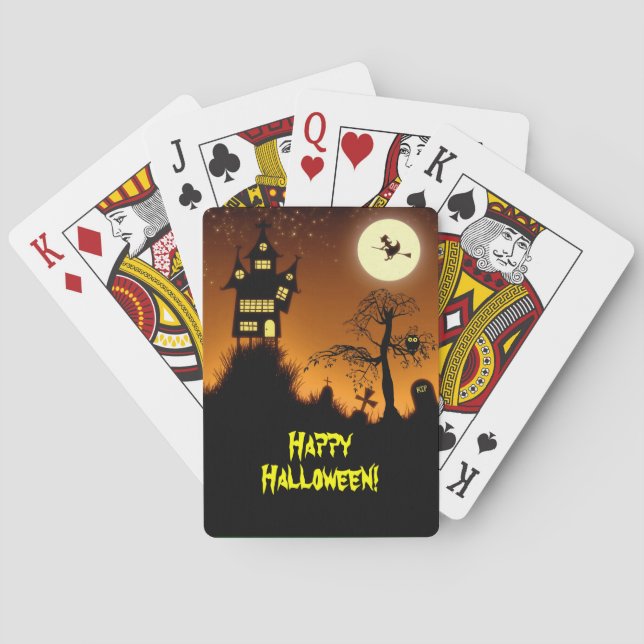 Kusligt spökat hus Halloween Casinokort (Baksidan)
