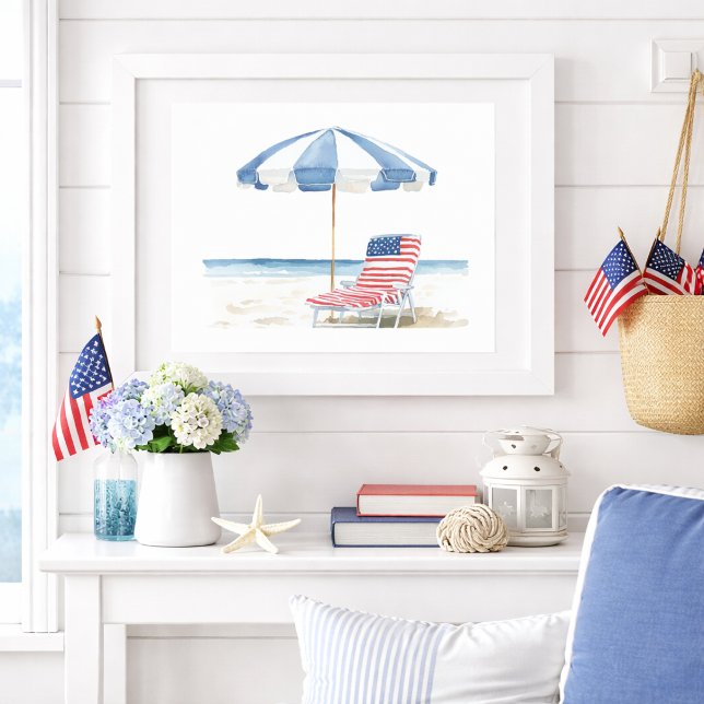 Kust Amerikanska Strandstol Patriotisk Sommar Poster (Skapare uppladdad)