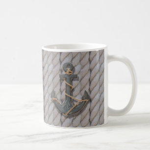 kust- ankrar det nautiska strandrepet för grå f kaffemugg