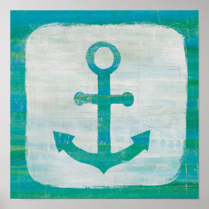Kust- Aqua för konst ankrar Poster