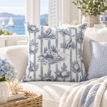 Kust Chic Blå Ränder Snigelskal Toile de Jouy