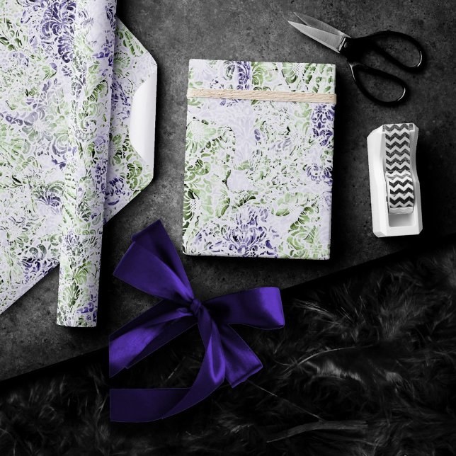 Kust Chic | Lila och Limegrön Grunge Presentpapper (Skapare uppladdad)