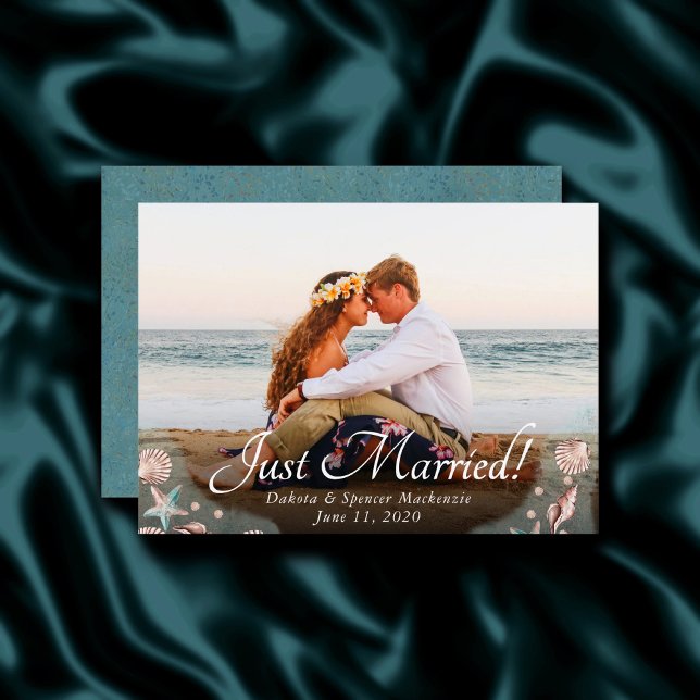 Kust Chic | Teal och korallrev Foto Bröllop Meddelande (Skapare uppladdad)