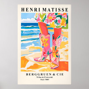 Kust Cowgirl Konsttryck Matisse Stil Strand Poster