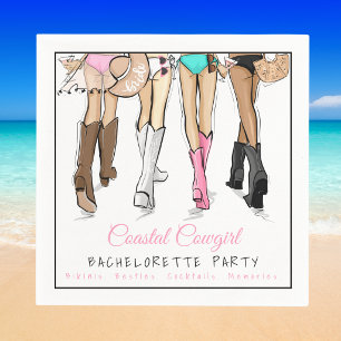 Kust Cowgirl Sällskapsbrud Bikini Bästisar Party Pappersservett