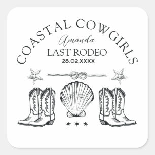 Kust Cowgirl Stövlar Western Möhippa Fyrkantigt Klistermärke