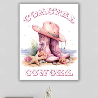 Kust Cowgirl Väggkonst Canvas