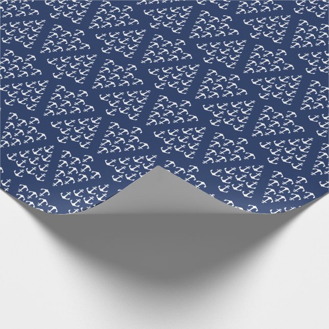 Kust- den nautiska strandjulen ankrar träd presentpapper (Hörn)