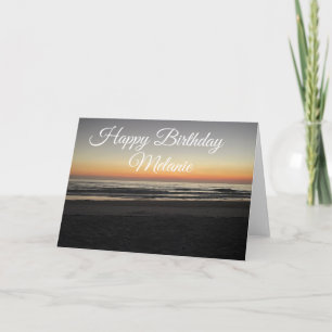 Kust Glad födelsedag Solnedgång Ner Strand Kort