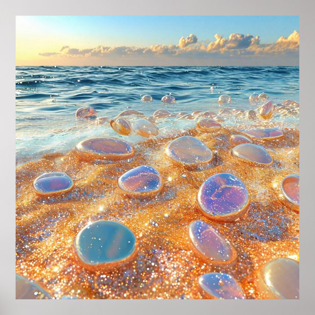 🌊 Kust Havsstrand Sand Stenar Lugnt Natur Poster (Framsidan)