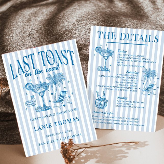 Kust Hen Party Cocktailparty Blå Inbjudningar (Skapare uppladdad)