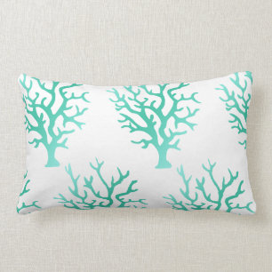 Kust- koraller & vit för havsgröntlutning lumbarkudde
