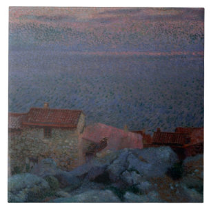 Kust- landskap (olja på kanfas) kakelplatta