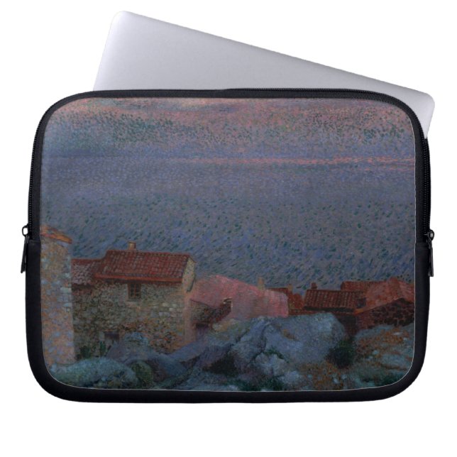 Kust- landskap (olja på kanfas) laptop fodral (Framsidan)