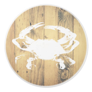 Kust- lantlig Wood Monogram för plankavitkrabba Knopp