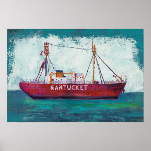 Kust- Lightship för konst Nantucket Poster