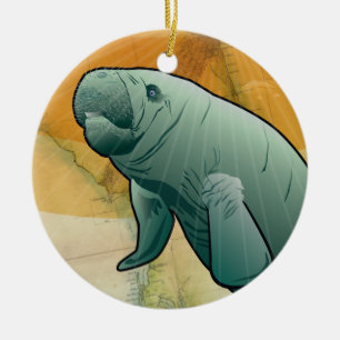 Kust- Manatee av Florida Julgransprydnad Keramik