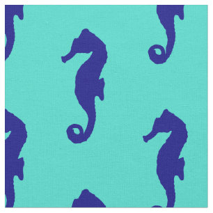 Kust- mönster för blåttturkosSeahorse Tyg