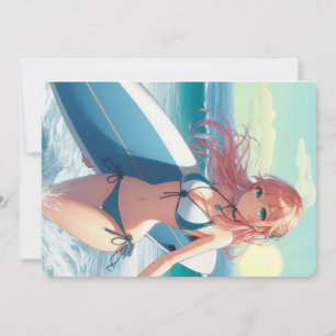 Kust-/Nautisk/tropisk anime surfflicka Julkort