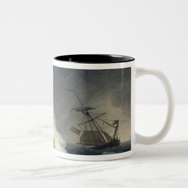 Kust- plats i en storm, 1782 Två-Tonad mugg (Höger)