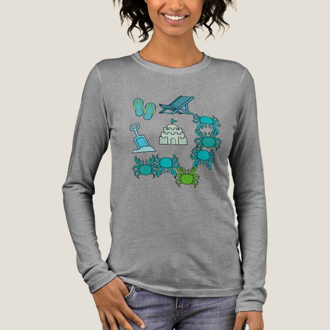 Kust sommar frimärkssamling i pastell t shirt (Framsida)