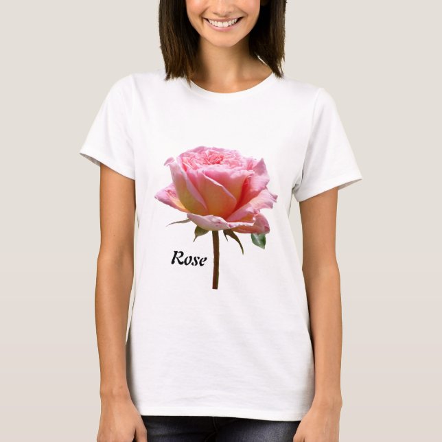 Kust. Text & - Foto Rosa ros-mall T-Shirt (Framsida)