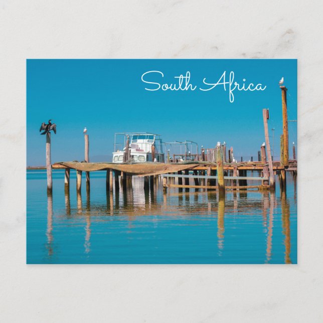 Kust Velddrif Sydafrika Landskap Båt Fåglar Vykort (Framsida)