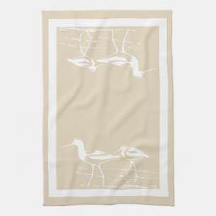 Kust- vitSandpipers & sandig Taupe Kökshandduk