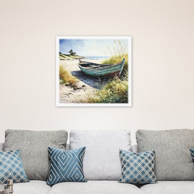 Kustabandonerad radrumma canvastryck (Coastal Abandoned Row Boat Canvas Print)