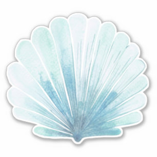 Kustal Aqua Scallop Seashell Klistermärken