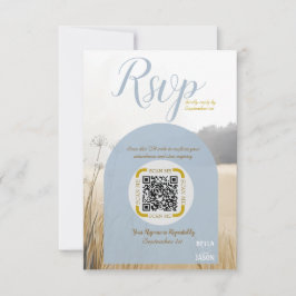 Kustäng RSVP  QR-kod | Elegant blå båge OSA Kort