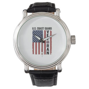 Kustbevakning Veteran Flagga Vintage Vektor Design Armbandsur